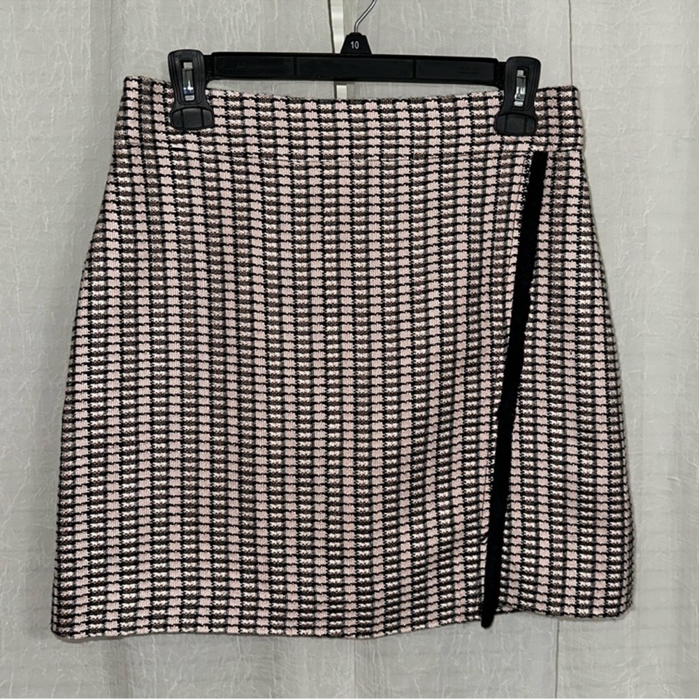 J.Crew 4 Blush Pink Ivory Black Fringe Detail Tweed Mini Pencil Skirt